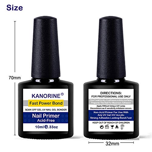 Kanorine® UV/LED 10ml Nail Gel Polish 3 in 1 Set(Nail PrimerandBase Coat andTop Coat) non-acid Natural/Acrylic Nails Primer Liquids gel bonder Agent soak-off no-wipe NailGelPolish 0.33oz x3