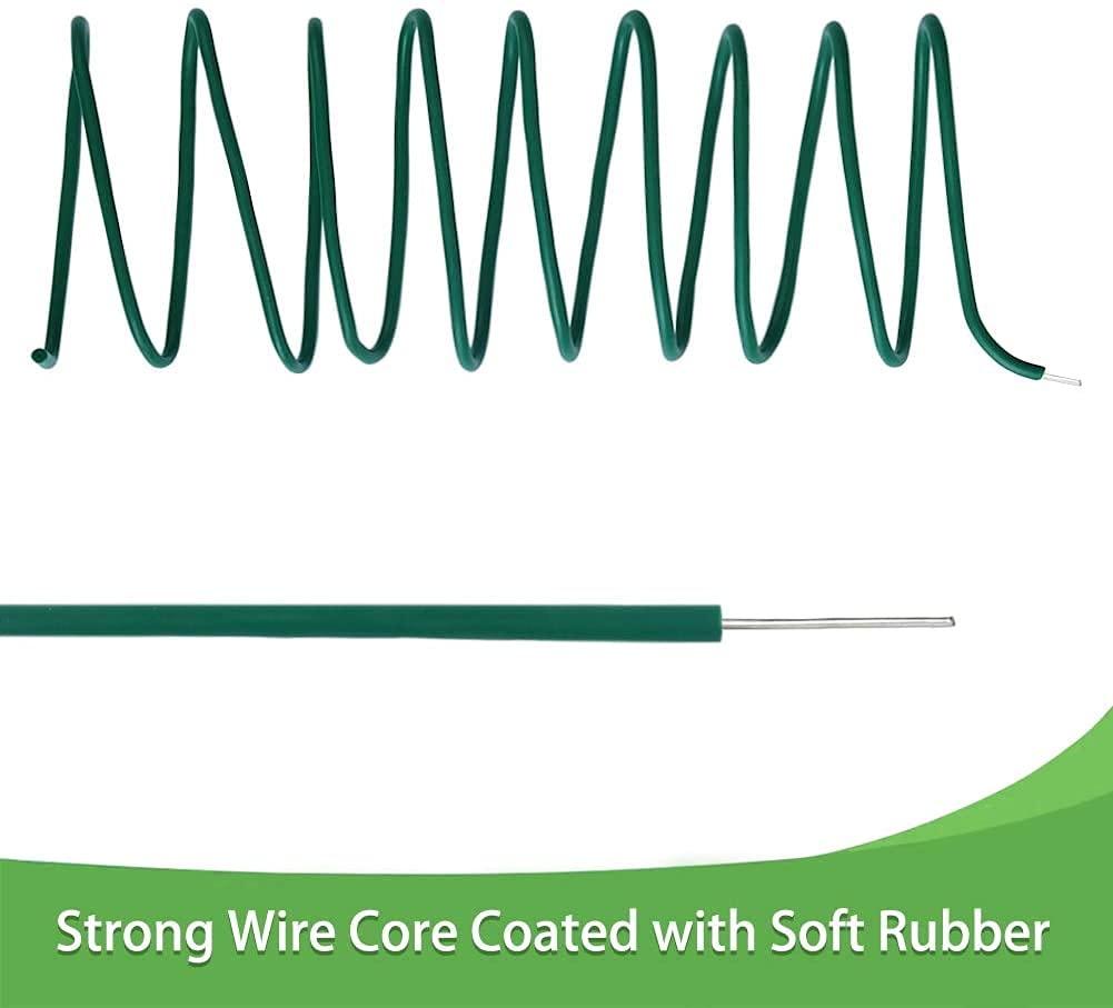 5.5m Soft Twist Ties for Plant Support, Reusable Weatherproof Long Thick Green Rubberised Wire for Gardening, Climbing Plants, Tomato, Vines, Shrubs and Flowers (5.5m Soft Twist Plant Tie)