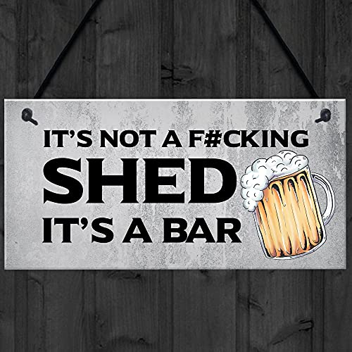 RED OCEAN Rude Shed Sign Funny Home Bar Sign Garden Shed Garage Man Cave Sign Beer Gift