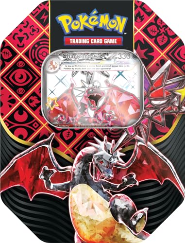 Pokémon TCG: Scarlet & Violet—Paldean Fates Tin – Shiny Charizard ex (1 Foil Promo Card & 4 Booster Packs)