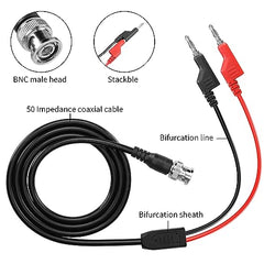 BNC Test Leads YACSEJAO 4.2FT/1.3M BNC to 4mm Stackable Banana Plug Oscilloscope Probes Probe Oscilloscope Test BNC to Dual Stacking Test Leads Cable