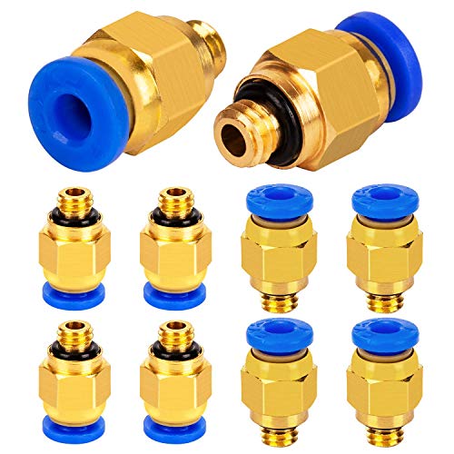 LUTER PC4-M6 Pneumatic Air Straight Quick Fitting(Pack of 10pcs), 4mm thread M6 Push to Connect for PTFE Tube 3D Printer Connector