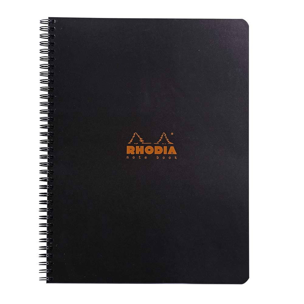 RHODIA 19300C - Spiral Notebook (Full Binding) Black or Orange Notebook - A4and - Small Squares - 160 Detachable Pages - Clairefontaine Paper 80 g/m - Soft and Resistant Cover - Classic