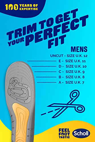 Scholl GelActiv Work Insoles for men. GelActiv shock absorption insoles for working all day, or standing all day, Insoles for work boots or work shoes. UK Shoe Size 7-12, 1 Pair