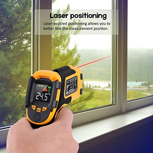 Infrared Thermometer Non-Contact Digital Laser Temperature Gun Color Display -58℉～1112℉(-50℃～600℃) Adjustable Emissivity - for Cooking/BBQ/Freezer/Food/Fridge - Meat Thermometer Included