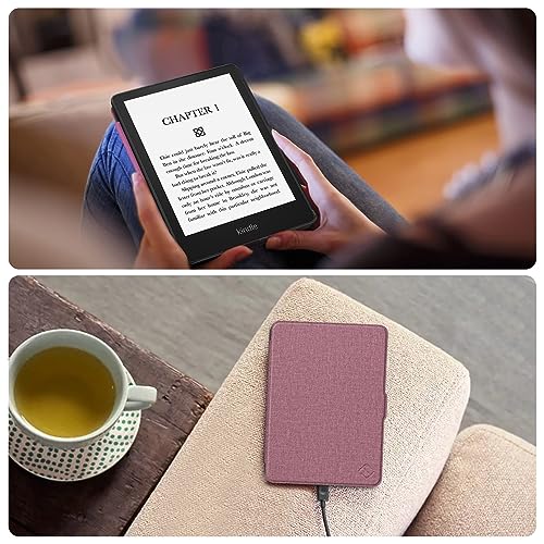 FINTIE Slimshell Case for 6.8 inches Kindle Paperwhite (11th Generation-2021) and Kindle Paperwhite Signature Edition - Premium Lightweight PU Leather Cover with Auto Sleep/Wake, (Plum)