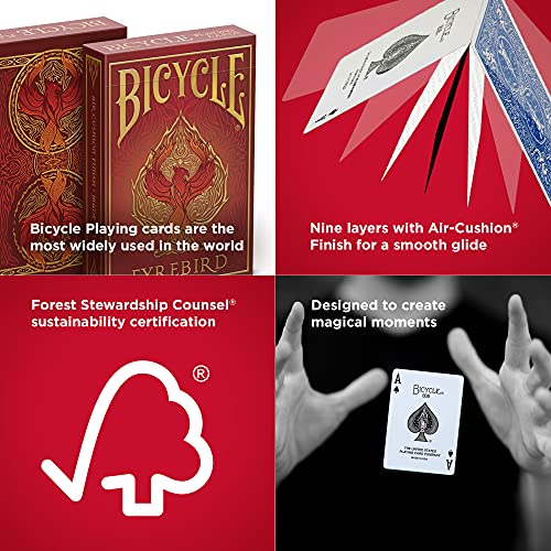 Bicycle Fyrebird Playing Cards - 1 Deck, Air Cushion Finish, Professional, Superb Handling & Durability, Great Gift For Card Collectors (Pack of 2)