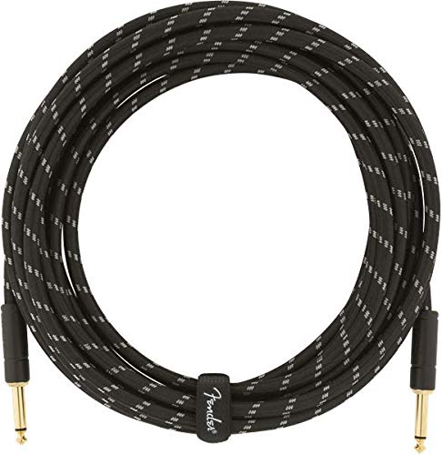 Fender Deluxe Series Instrument Cable - 18.6 ft – STR/STR – Black Tweed,5.5m