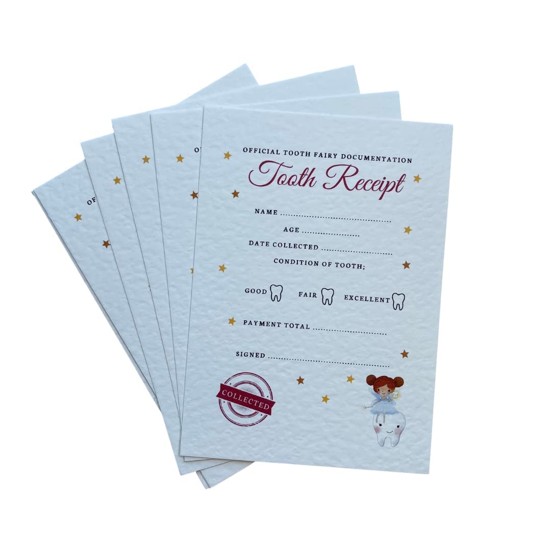 Tooth Fairy Receipts   Pack of 10 A6 Tooth Fairy Tooth receipts