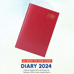1ABOVE 2024 A5 Week to View Diary   Week to View A5 Planner  60gsm-Paper  Hardback Cover   Casebound for Home and Office Use (Red)