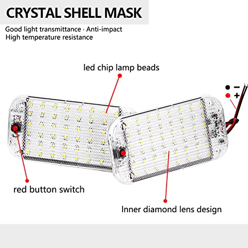 Intckwan 2 Pcs 12V-85V Car Interior Lighting LED, 48 LEDs Car Interior Lighting with on/off switch, Interior Lighting for Car Motorhomes Truck Van Boat Caravan