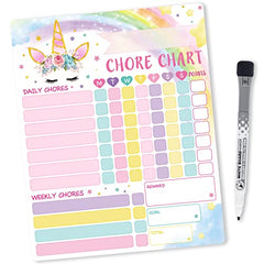 WERNNSAI Unicorn Chore Chart - Magnetic Reward Chart for Girls Kids Good Behavior Chart with 1 Marker Reusable Dry Erase Responsibility Charts for Fridge Home School Supplies