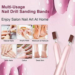 100Pcs Nail Sanding Bands for Nail Drill, 80Grit Nail Drill Sanding Bands with 3/32” Nail Drill Bit for Remove Hard Gel Nail, Shape Acrylic Nail, Professional Nail Drill Bands Accessories with Boxed