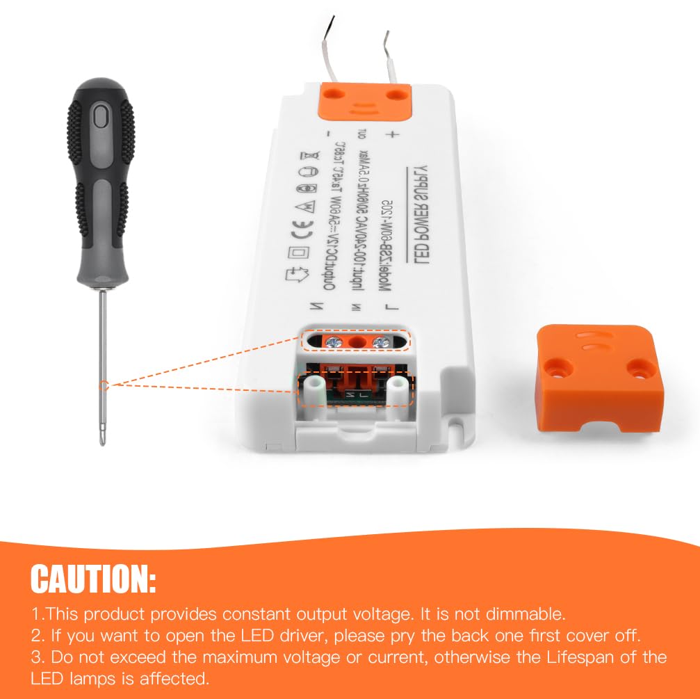 AXFEE LED Driver 60W, LED Transformer 12V 2.5A, 240V AC to 12V DC Constant Voltage Driver Adapter, Low Voltage LED Driver Adapter for LED Strip, LED Display, Cabinet Lights LED Bulbs and Ring Doorbell