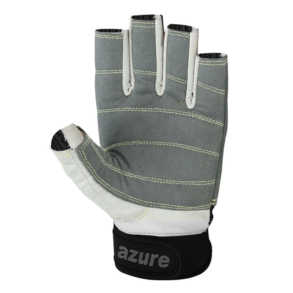 Azure sailing Gloves STOPWATCH FRIENDLY STRONG STITCHING,Best enforced PALM, Breathable -Cut Finger (Grey/Black Small)