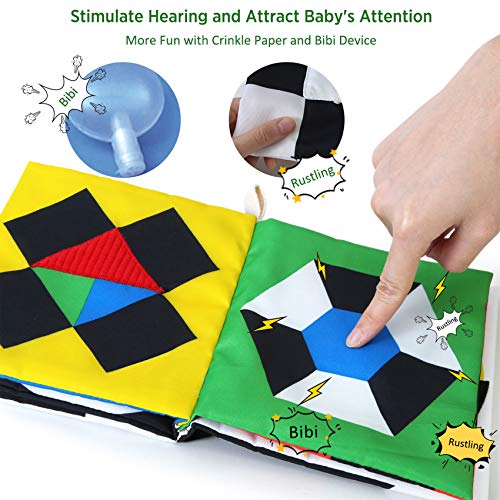 URMYWO Baby Books 0-6 Months,Sensory Toy Books High Contrast Black and White Touch and Feel Soft Books for Newborn Infants Toddler Soft Toys Gifts