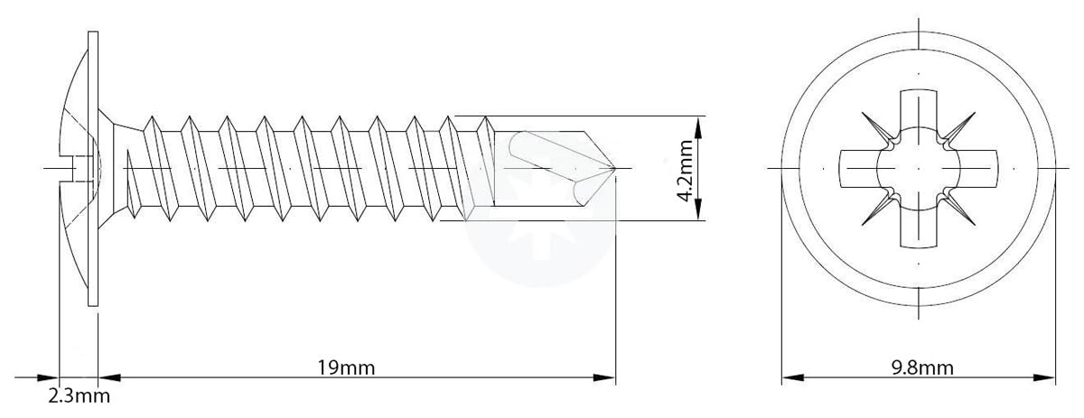 4.2mm x 19mm Black Self Drilling Wafer Head Screws Steel Self Tapping Screws for Metal Sheets Roofing Windows (Pack of 50)