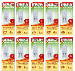 10 x G9 Halogen Light Bulbs 25w EVEREADY Clear, Warm White