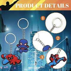 14Pcs Spider Man Keychains Party Bag Fillers for Kids Boys Girls, Spider Man Theme Keyrings Party Favors for Birthday Gift Christmas Halloween Party Supplies Pinata Filler Lucky Dip Prizes Rewards