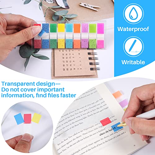 Sticky Tabs,moinkerin 1800 Pieces Transparent Sticky Notes Book Tabs PET Multicolor for Bookmarks,Studying,Office,School Planner Memo