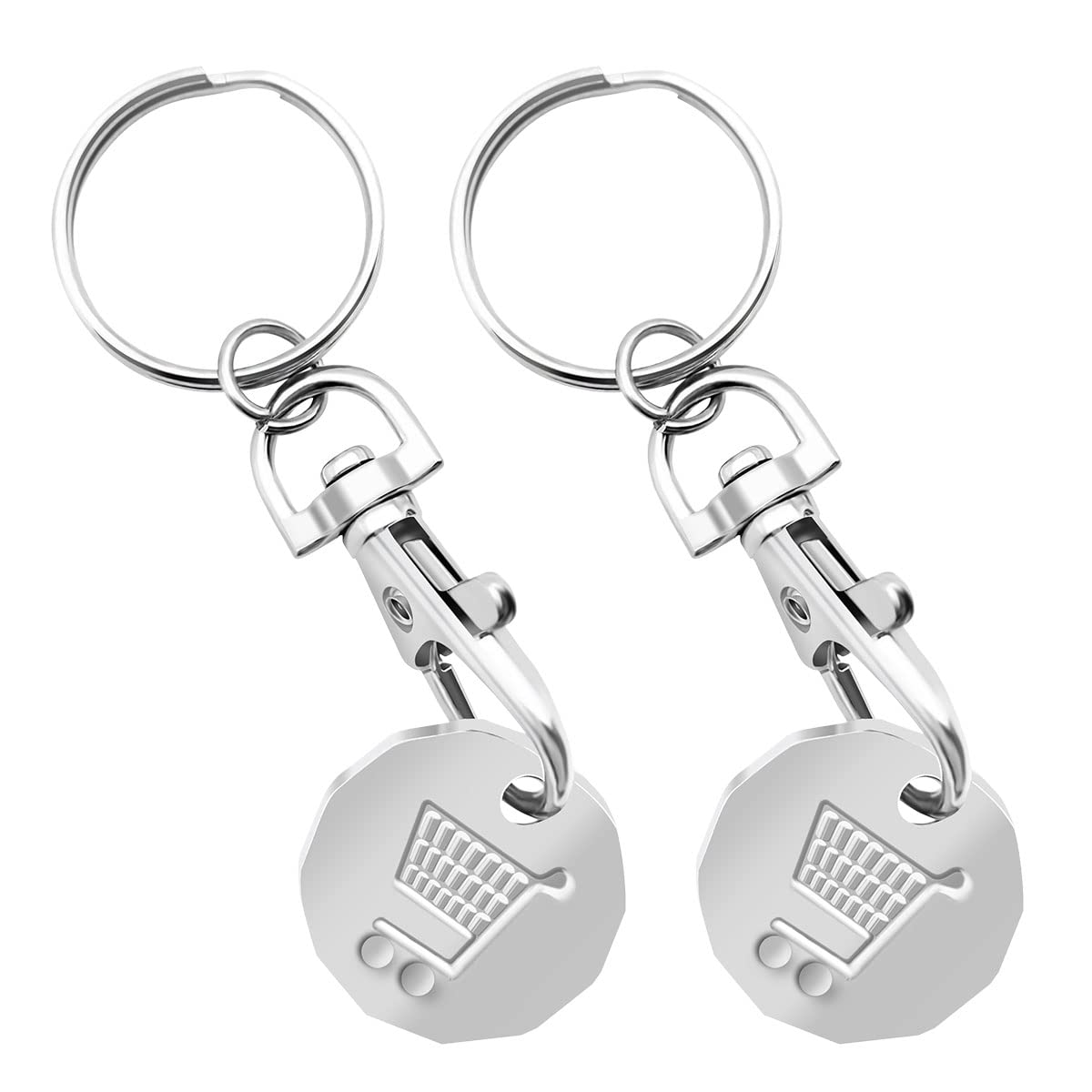 2pk Trolley Coin Keyring UK Set   Shopping Trolley Token Keyrings   Trolley Tokens for Supermarket Cart Trolley Key   New Pound UK Coin Trolley Token   Trolly Shopping Coin   Trolley Coins Key Ring