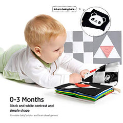 URMYWO Baby Books 0-6 Months,Sensory Toy Books High Contrast Black and White Touch and Feel Soft Books for Newborn Infants Toddler Soft Toys Gifts