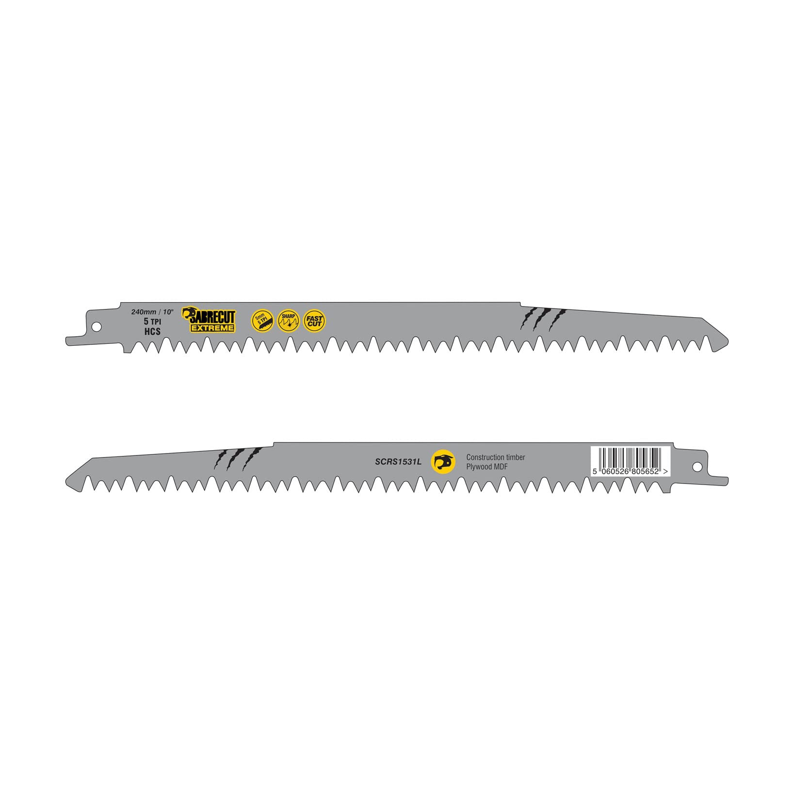 5 x SabreCut SCRS1531L_5 240mm 5 TPI S1531L Very Fast Wood Cutting Reciprocating Sabre Saw Blades Compatible with Bosch Dewalt Makita and many others