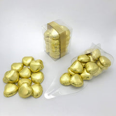 Luxury Milk Chocolate Hearts - For Wedding Favours, Anniversary, and Mothers Day - 20 Gold Hearts