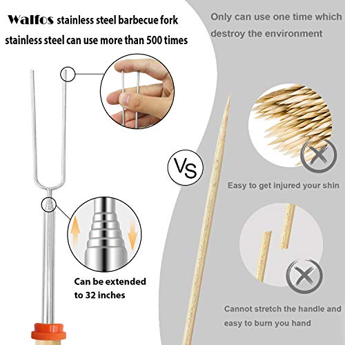 WALFOS Marshmallow Toasting Forks, Telescoping Marshmallow Toasting Kits Sticks, BBQ Smores Skewers,Campfire Roasting Sticks & Hot Dog Forks, 6 PCS