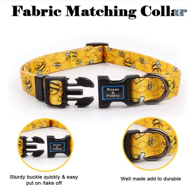 Cosyhome london Dog Collar With Colourful Bee Patterns, Adjustable Durable Pet Collars for Small Medium Large Dogs (bumblebees, s)