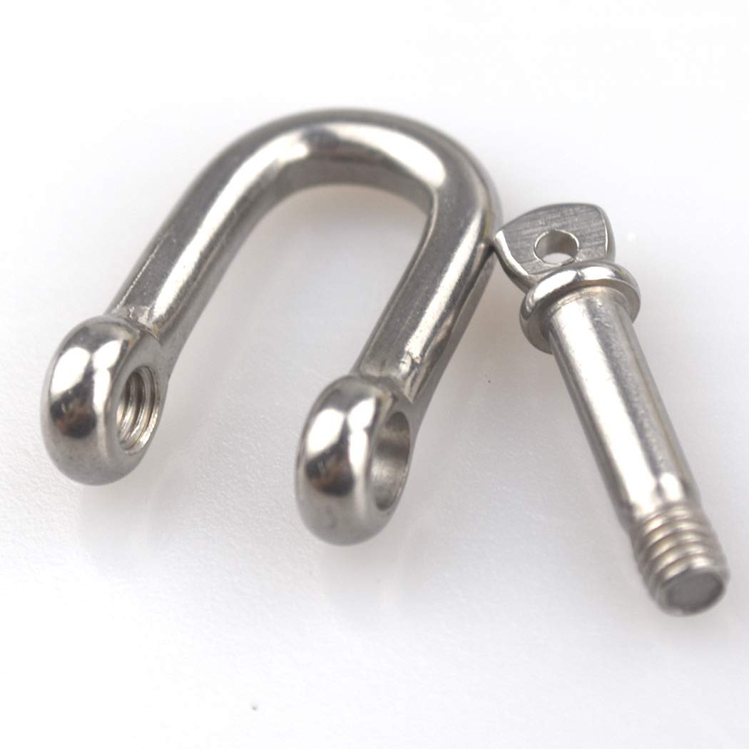 Pack-of-10 M4 D Ring Shackle Locks 304 Stainless Steel for Heavy Duty Rigging, Hauling, Steel Chain Link