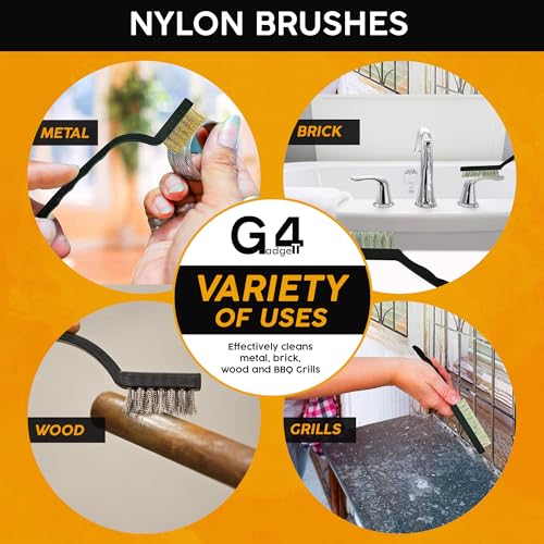 Pack of 3 Steel Nylon & Copper Wire Brush Cleaning Paint Metal Rust Remover Brushes (Pack Of 3x Steel Wire Brush)