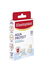 Elastoplast Aqua Protect Plasters (20 Plasters), 100% Waterproof for Swimming/Bathing, Strong Adhesion Non-Stick Wound Pad, Flexible and Breathable Plasters, Transparent and Discreet plasters, Clear