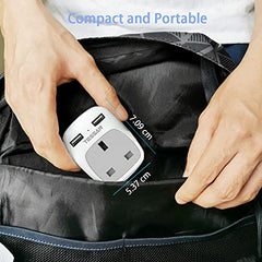 TESSAN UK to EU Euro Europe Travel Adapter with 2 USB Ports - Grounded European Power Plug Adapter for Germany France Iceland Poland Spain Russia and More (Type E/F) Not Include Italy