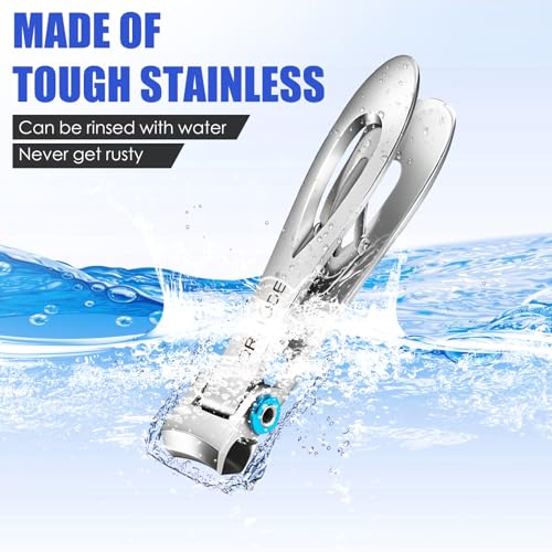 Nail Clippers - DRMODE Large Toe Nail Clippers for Thick Nails with 16mm Wide Jaw Opening, Sharp Curved Blade Fingernail Clippers Heavy Duty Nail Cutter Trimmer for Men Seniors with Nail File