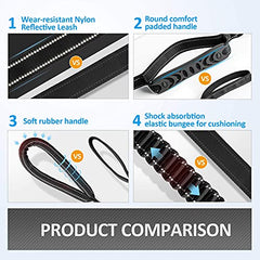 Dog Lead, Adjustable Dog Lead with Safety Belt for Dogs, Comfortable Padded Handle and Reflective Thread (Black)