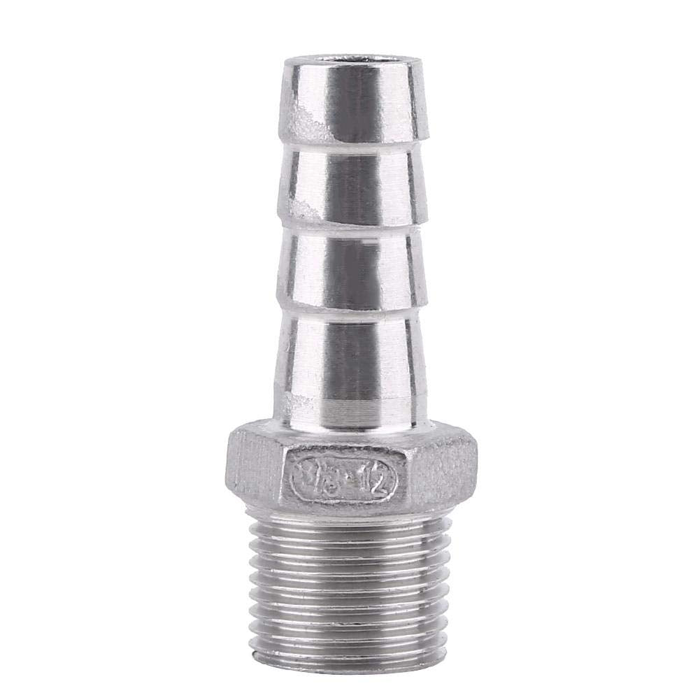 1 x SS304 Stainless Steel Barbed Hose Connector with Thread Adaptor DFE Tail Pipe 1/8~3/4