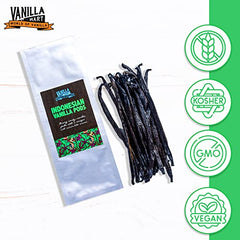 Vanilla Mart - Indonesian Vanilla Pods - Pack of 5 Vanilla Pods - Grade A Vanilla Beans - Whole Grade A Vanilla Pods - Premium Indonesian Vanilla - Vanilla Pods & Beans from Around The Globe