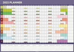 2025 Wall Planner Calendar A1 Size (84cm x 59cm) Full Year to view Calendar Home Office Work Full Year (Rainbow)