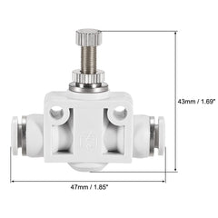 sourcing map Air Flow Control Valve, In-line Speed Controller Union Straight, 6mm Tube Outer Diameter 2Pcs