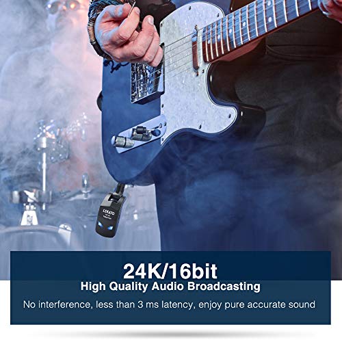 LEKATO 2.4GHz Guitar Wireless System 8Hs Runtime Wireless Guitar Transmitter Receiver Rechargeable Digital Guitar System Cordless Electric Guitar Cable Lead For Guitars Bass(WS80)