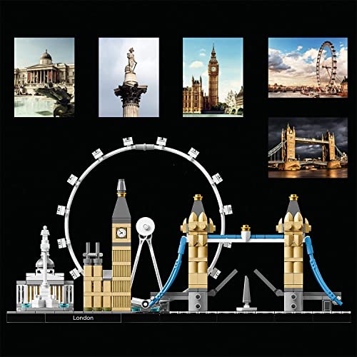 LEGO 21034 Architecture Skyline Model Building Set, London Eye, Big Ben, Tower Bridge Collection, Office Home Décor, Collectible Gift Idea