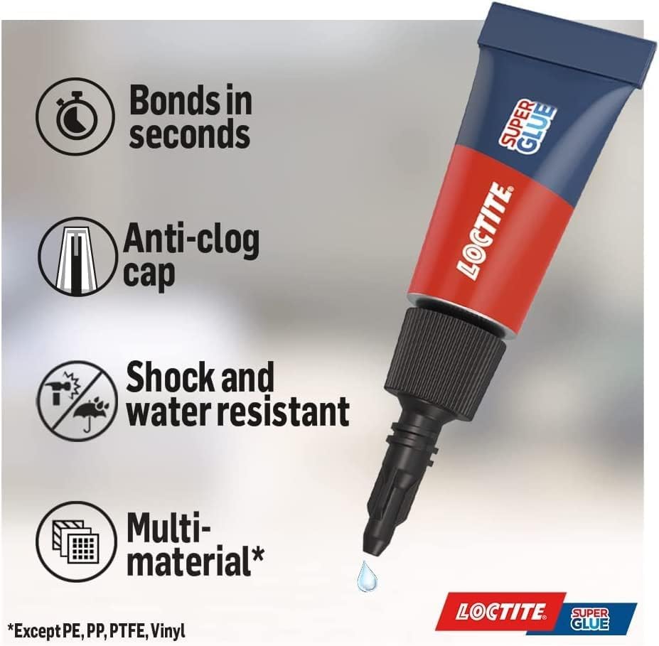 Loctite Universal, Strong Super Glue All Purpose Adhesive for Repairs, Clear Glue for Various Materials, Easy to Use Instant Super Glue, Convenient Travel Size 3 x 1g