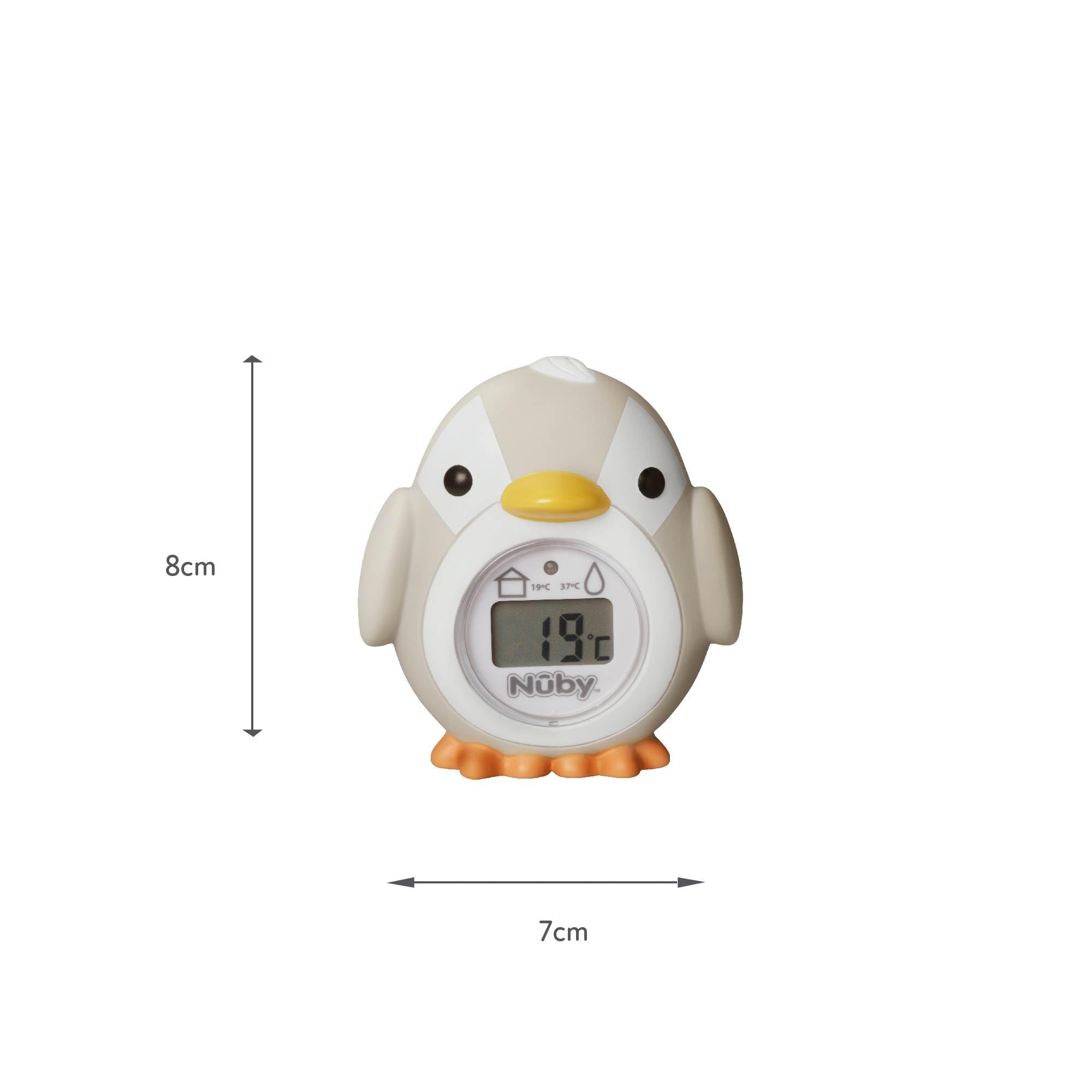 Nuby - Penguin shaped baby bath Digital thermometer - Easy to read screen - BPA free - Gray - Suitable from 0 months