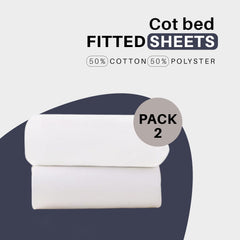 2 X Cot Bed Fitted Sheets, 70 x 140 cm Easy Care Fine Quality (White-70 x 140cm)