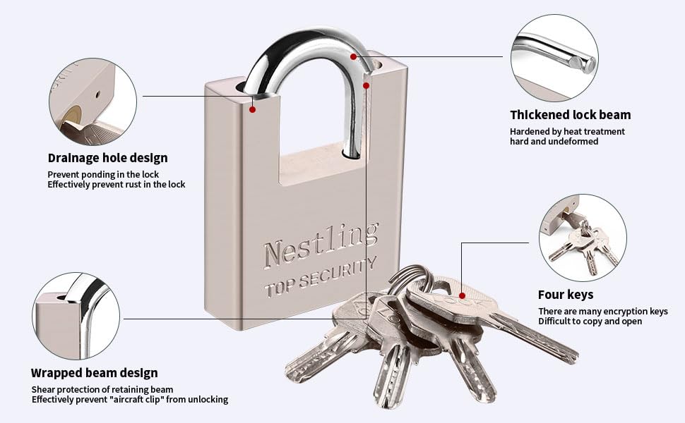 AMMIY 60mm Padlock Best Used for Warehouse, Container, Garage, Shutter, Storage Units, Sheds, Garages, Fences High Security Padlock with 4 Keys