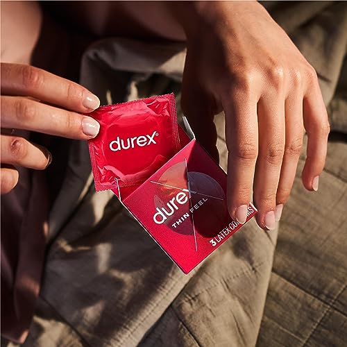 Durex Thin Feel Condoms, Regular Fit, 40s, Secure, Natural Latex, with Silicone Lube, Easy On Shape, More Sensitivity