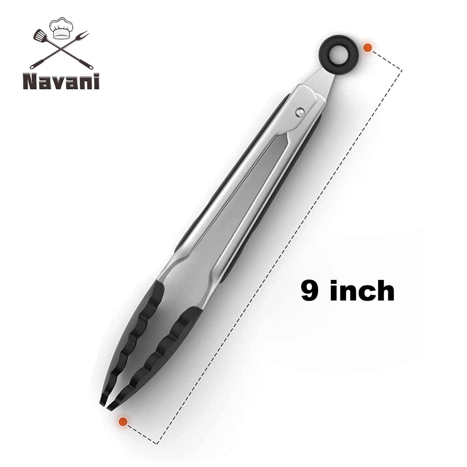 Navani Kitchen Tongs for Cooking   9inch Tongs Kitchen Silicone tip   Silicone Non Stick Tongs for air Fryer   Salad Tongs Pasta Tongs