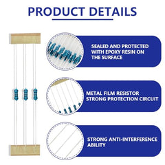 Innfeeltech 100 Pcs 1/4W 1% Tolerance 200 Ohm Metal Film Resistor Resistance for DIY Project and Experiments