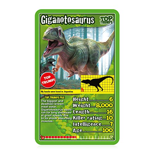 Top Trumps Dinosaurs Classics Card Game, Discover interesting facts in this educational packed game including the killer rating for a Tyrannosaurus Rex, makes a great gift for ages 6 plus